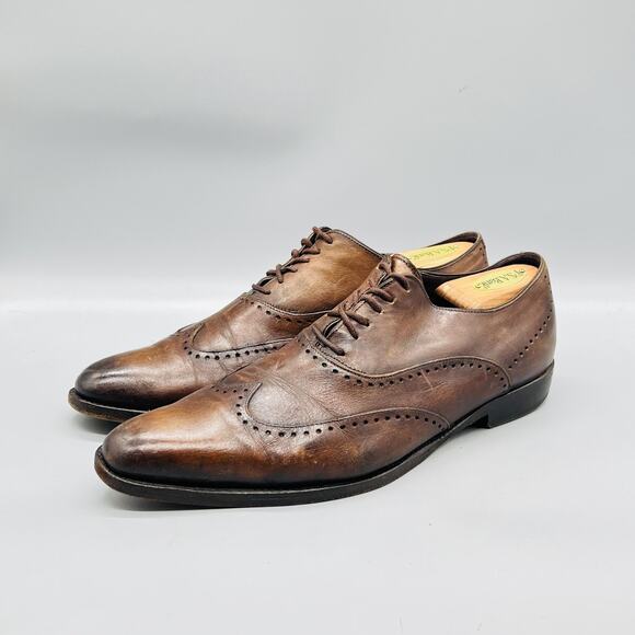 Ermenegildo Zegna Shoes Mens 8.5 Brown Leather Wingtip Oxford Dress Brogue main image 7
